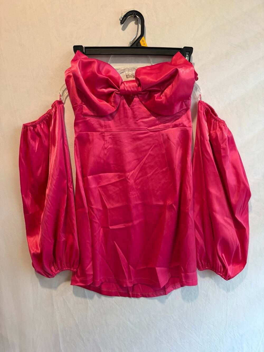 Anthropologie Saints and secrets Off-The-Shoulder Puff-Sleeve Satin Mini Dress
